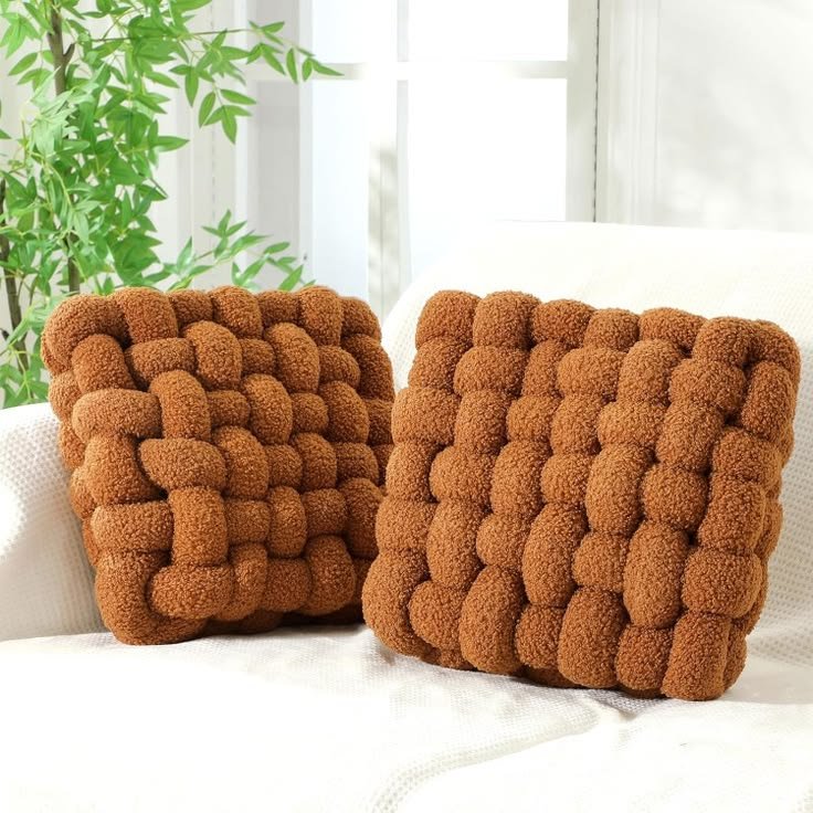 knotted pillow brown