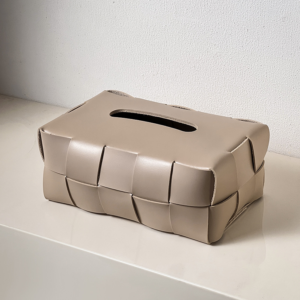 Woven Leather Tissue Box