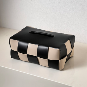 Woven Leather Tissue Box
