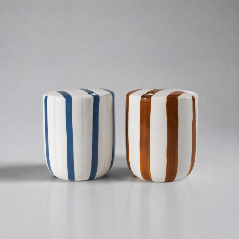 stripe cup blue caramel